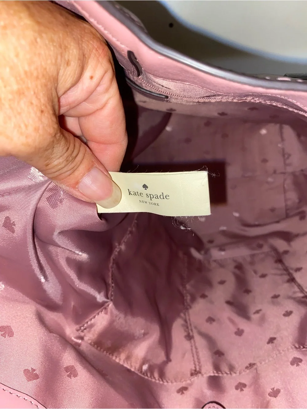 kate spade Pink Leather Butterfly Tote with Gold Accents